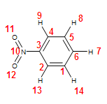 Nitrobenzene atom numbers